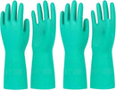 Large Green Chemical Resistant Nitrile Gloves 13" Long Rubber Gloves for Drains, Household 12 Pair Pack.