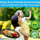 Robust and recyclable Serving Tray (16 in.) with Lid (10 pieces). Big Clear Lid Party Platters made of Black Plastic. Stylish Round Banquet or Catering Trays for Plating Sandwiches, Veggie Plates, and Appetizers