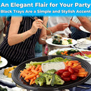 Robust and recyclable Serving Tray (16 in.) with Lid (10 pieces). Big Clear Lid Party Platters made of Black Plastic. Stylish Round Banquet or Catering Trays for Plating Sandwiches, Veggie Plates, and Appetizers