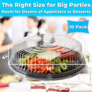 Robust and recyclable Serving Tray (16 in.) with Lid (10 pieces). Big Clear Lid Party Platters made of Black Plastic. Stylish Round Banquet or Catering Trays for Plating Sandwiches, Veggie Plates, and Appetizers