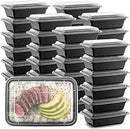 50-Pack Microwave-Safe Reusable Meal Prep Containers with Lids for Food Storage, 24 Ounces - Single Compartment Take-out Bento lunch box made of disposable plastic, safe for the dishwasher and freezer, and free of BPA