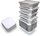 55 PACK - Lidded Aluminum Foil Pan Containers Take-out Pans Disposable Food Containers Simple Pack Made From Extra - SMALL SIZE: 5.5" x 4.5" x 1.9"; 1 lb capacity