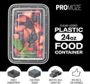 50-Pack Microwave-Safe Reusable Meal Prep Containers with Lids for Food Storage, 24 Ounces - Single Compartment Take-out Bento lunch box made of disposable plastic, safe for the dishwasher and freezer, and free of BPA