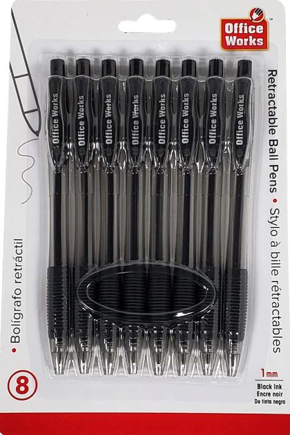 8-Pk Ball Pens RetracTable