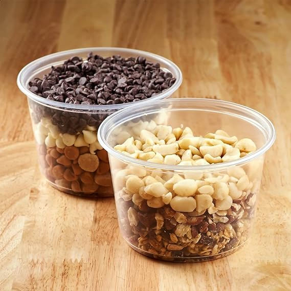 16 oz. (473 mL) Eco Pack 240 Pack Microwave, freezer and dishwasher, safe plastic deli food storage containers with airtight lids Ideal for Food Organization, Portion Control, and Meal Preparation