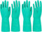Extra Large Green Chemical Resistant Nitrile Gloves 13" Long Rubber Gloves for Drains, Household 12 Pair Pack.