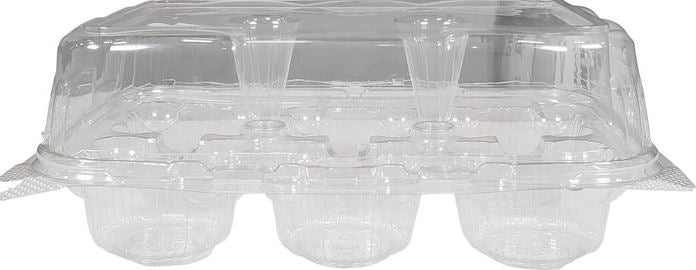 Hinged Lid Container for 6ct Cupcake