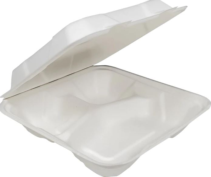 3 Compartment Bagasse Clamshell