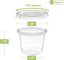 {1 oz - 100 Sets} Clear Disposable Plastic Portion Cups with Lids, Tiny Mini Containers For Portion Control, Jello Shots, Meal Preparation, Sauce Cups, Slime, Condiments, Art, Dressings, and a Lot More