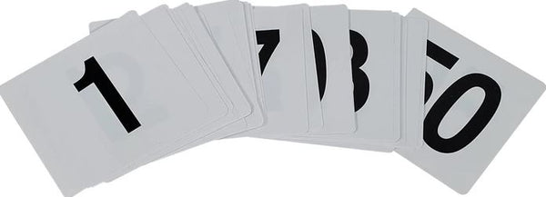 Table Numbers 4" (1-50) Black # on White Plastic