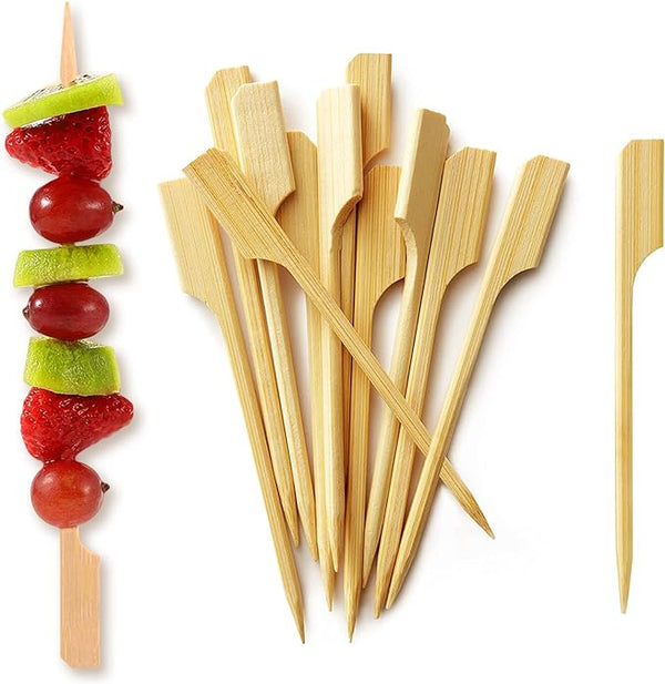 Eco Pack Bamboo Kabob Paddle Skewers for cocktails BBQ Flat Kebab Skewers for Fruits, Vegetables, Sandwiches, Buffets, and Parties (20 cm (8"), 200-piece set