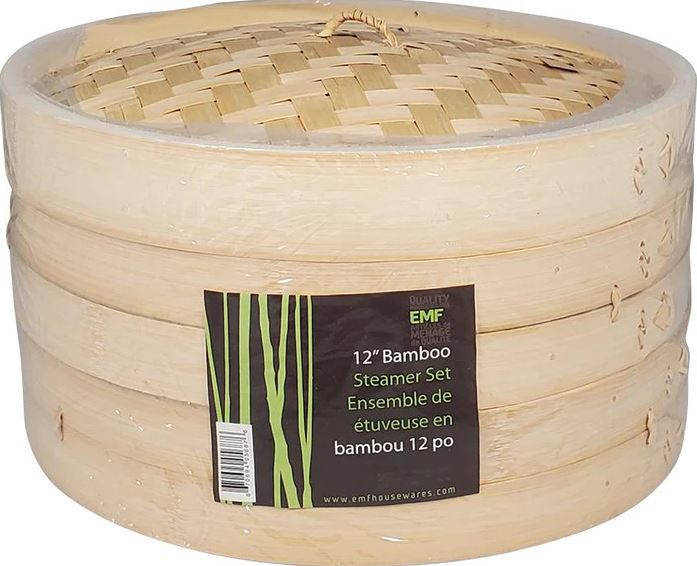 Bamboo Steamer 12" - 2 Tier + Cover