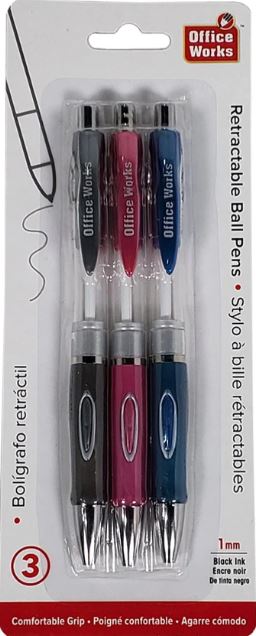 3-Pk Ball Pens