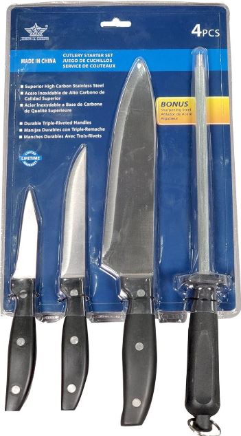 Black Handle 4 Pcs Set Knife