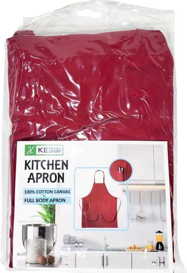 3 Pockets Full Body Burgundy Apron