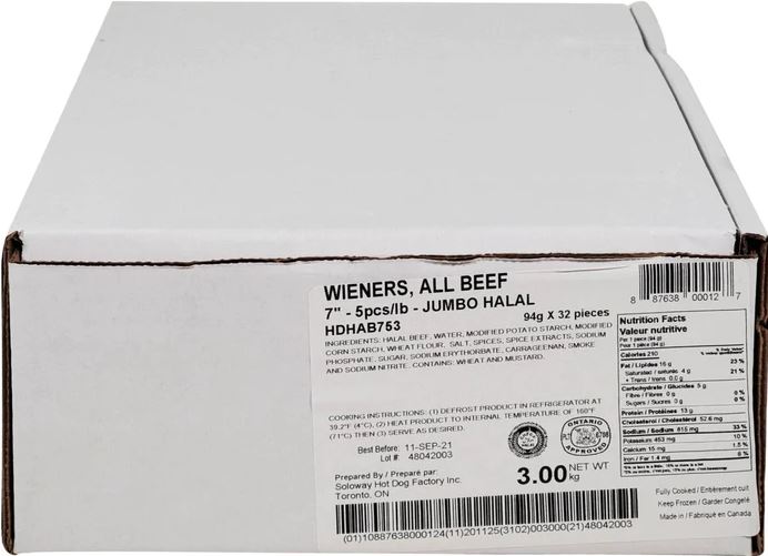 7" Weiners Chicken Halal