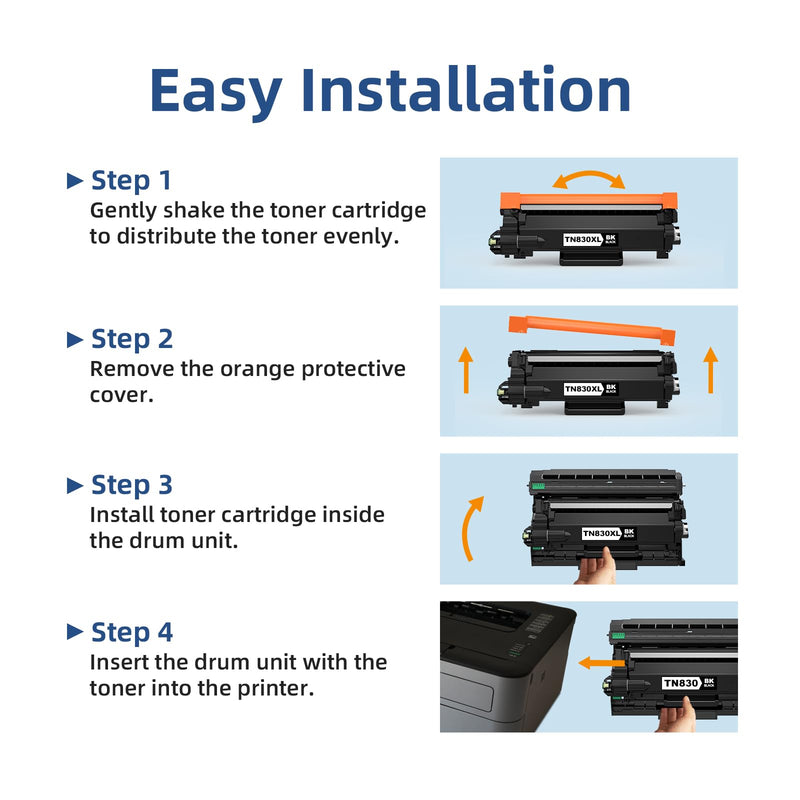 Compatible TN830XL Toner Cartridge Replacement for TN830XL TN830BK TN830 XL Work with DCP-L2640DW HL-L2460DW MFC-L2820DW HL-L2400D HL-L2405W HL-L2865DW MFC-L2760DW Printer Toner [2 Black]