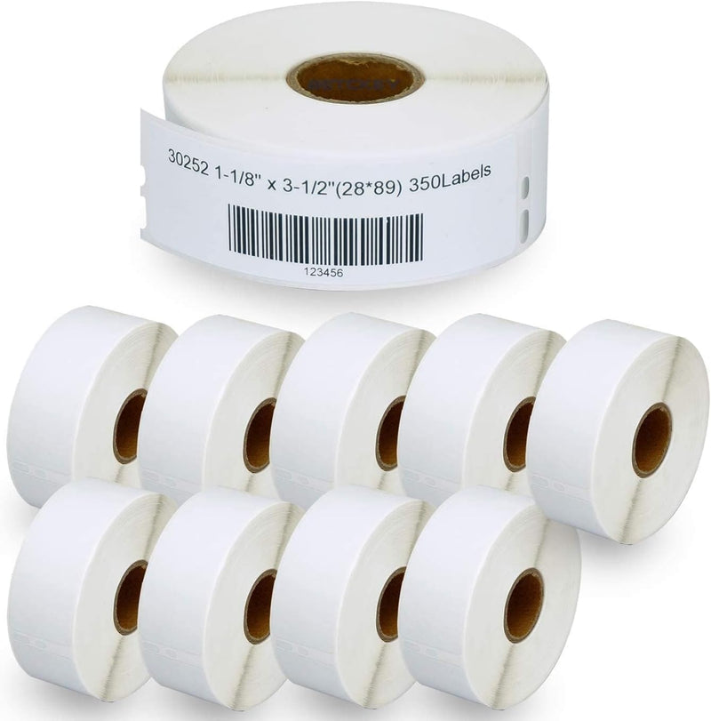 Eco Pack Compatible DYMO 30252 (1-1/8" x 3-1/2") Address & Barcode Labels - Compatible with DYMO Labelwriter 450, 4XL, NOT Fit 550 & 5XL [10 Rolls/3500 Labels]