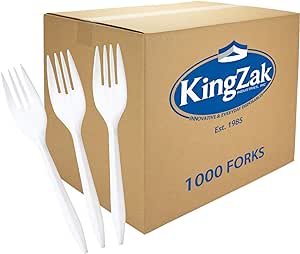 White, Medium Weight, Plastic Forks, Disposable Cutlery, Value Pack of 1000 Count