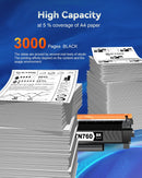 Eco Pack [with CHIP] TN760 Toner Cartridge Replacement for Brother TN 760 TN-760 TN730 Toner Compatible with DCP-L2550DW MFC-L2710DW HL-L2370DW HL-L2390DW MFC-L2750DW HL-L2390DW HL-L2350DW (2 Black)