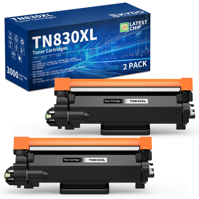 Compatible TN830XL Toner Cartridge Replacement for TN830XL TN830BK TN830 XL Work with DCP-L2640DW HL-L2460DW MFC-L2820DW HL-L2400D HL-L2405W HL-L2865DW MFC-L2760DW Printer Toner [2 Black]