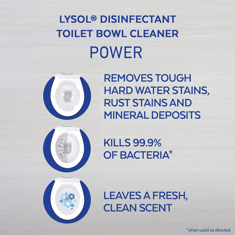 Lysol Toilet Bowl Cleaner, Power, For Cleaning and Disinfecting, Stain Removal, 10x cleaning actions, 1420ml, Pack of 2 (2 x 710ml)