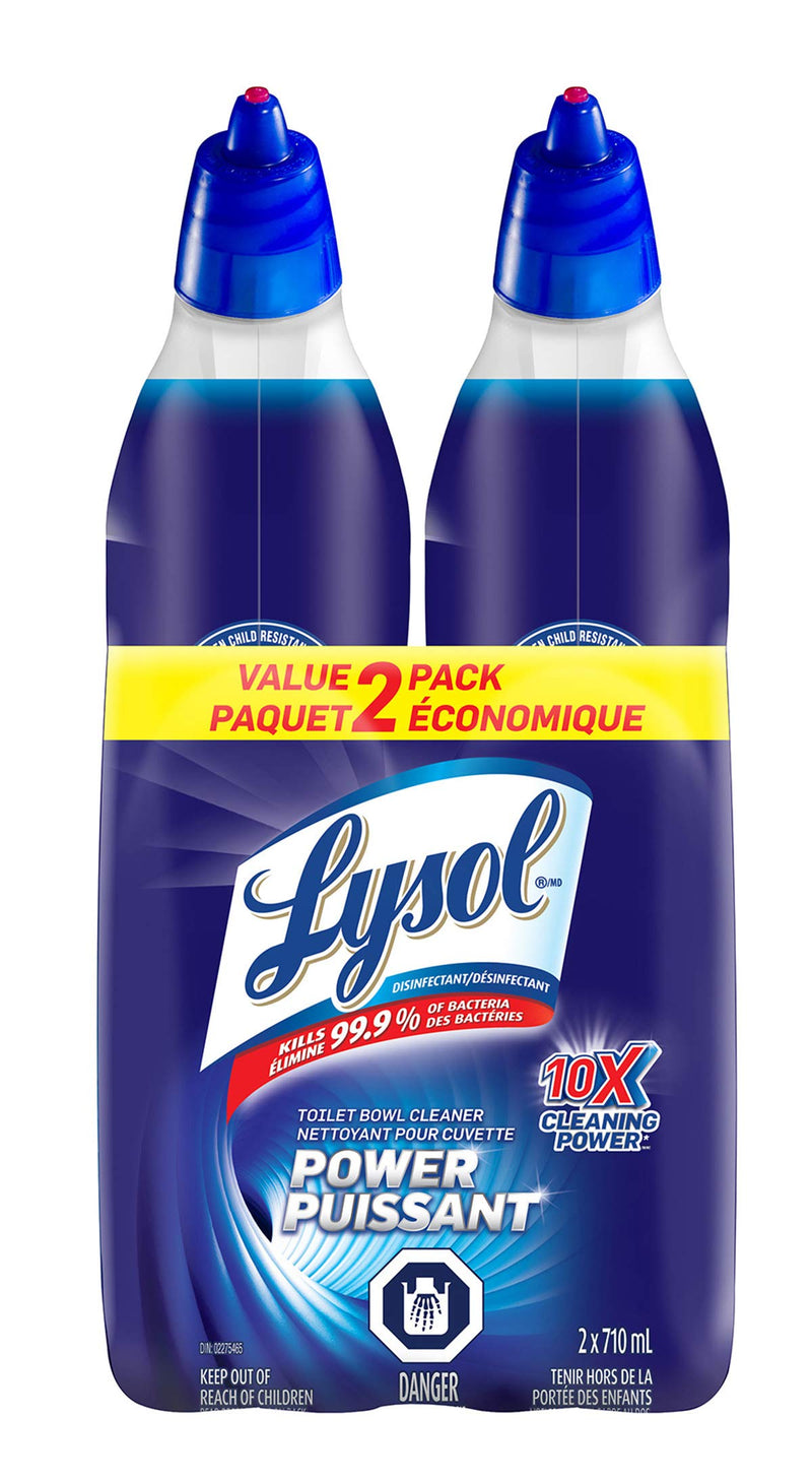 Lysol Toilet Bowl Cleaner, Power, For Cleaning and Disinfecting, Stain Removal, 10x cleaning actions, 1420ml, Pack of 2 (2 x 710ml)