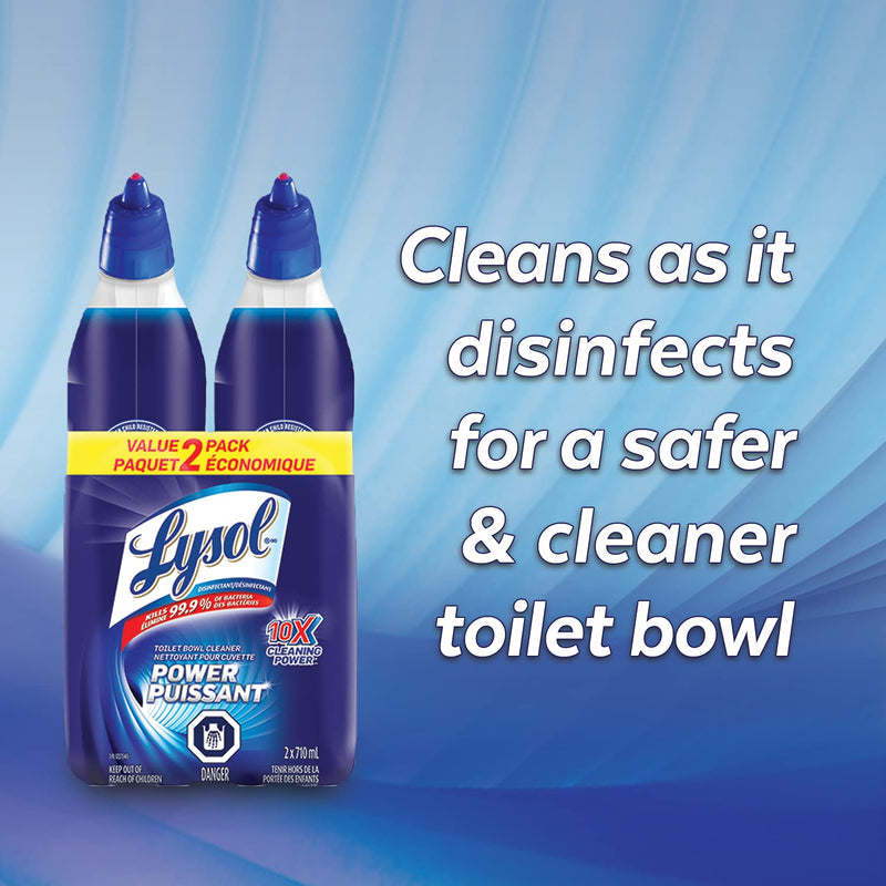 Lysol Toilet Bowl Cleaner, Power, For Cleaning and Disinfecting, Stain Removal, 10x cleaning actions, 1420ml, Pack of 2 (2 x 710ml)