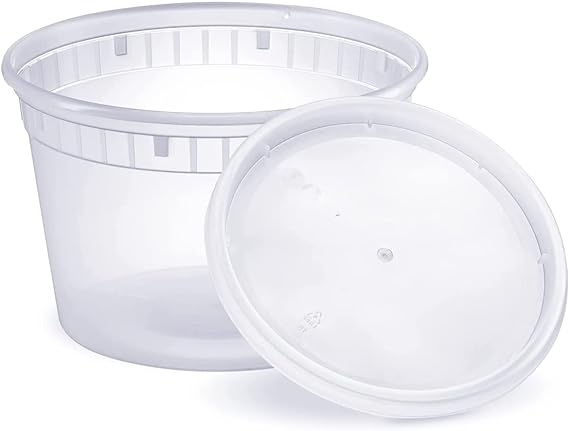 16 oz. (473 mL) Eco Pack 240 Pack Microwave, freezer and dishwasher, safe plastic deli food storage containers with airtight lids Ideal for Food Organization, Portion Control, and Meal Preparation