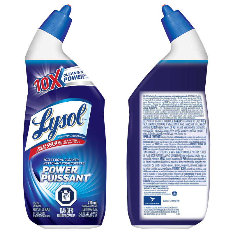 Lysol Toilet Bowl Cleaner, Power, For Cleaning and Disinfecting, Stain Removal, 10x cleaning actions, 1420ml, Pack of 2 (2 x 710ml)