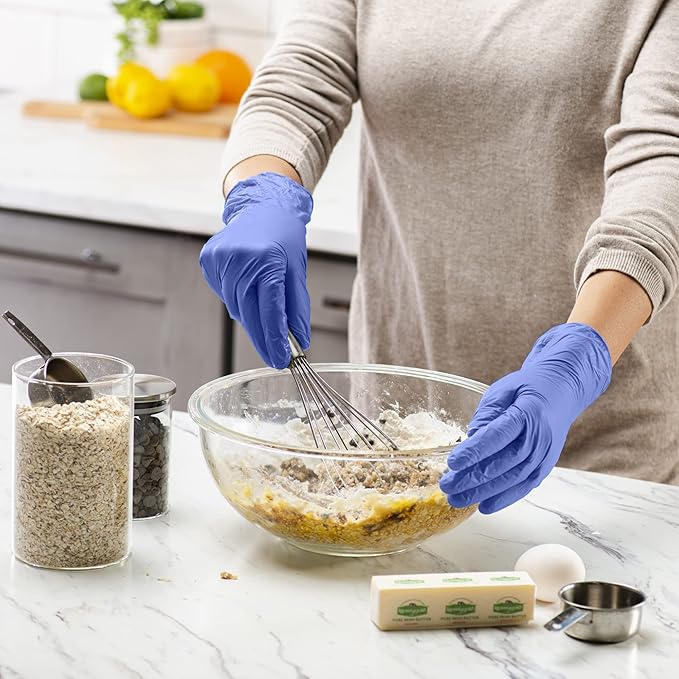 Small Blue Vinyl Gloves, Disposable Gloves - 4 Mil, Latex & Rubber Free, Non-Sterile Powder Free 1000 pack.