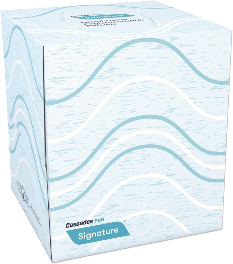 Cascades Facial Tissue, Bulk , White, Flat Facial Tissue Boxes for Business, Convenience Case 90 sheets, 2Ply Cube Box Facial Tissue - 36 box/case