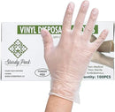 Eco Pack Vinyl Gloves- Powder-Free, Disposable, Latex-Free- Great for Cleaning, Detailing, Food Handling, Clear Gloves