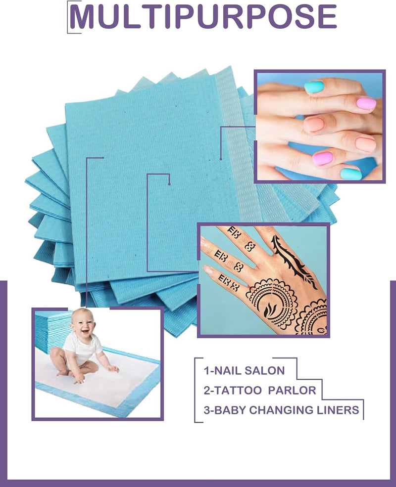 Blue Dental Bibs 125 Sheets, Disposable Dental Bibs 3 Ply Waterproof Dentist Bib for Adults & Children, Large Bulk Wipes 13'' x 17'' - Best for Medical, Tattoo, Piercing & Personal Use 4 Rolls