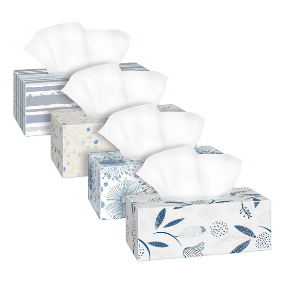 GoGo Facial Tissue, Bulk , White, Flat Facial Tissue Boxes for Business, Convenience Case 4 box set of 640 sheets, 2 Ply Facial Tissue - 6/case