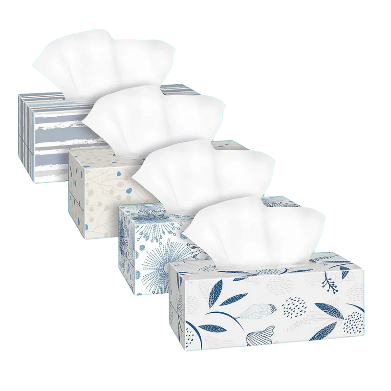 GoGo Facial Tissue, Bulk , White, Flat Facial Tissue Boxes for Business, Convenience Case 4 box set of 640 sheets, 2 Ply Facial Tissue - 6/case