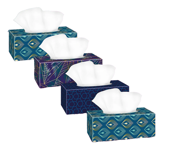 GoGo Facial Tissue, Bulk , White, Flat Facial Tissue Boxes for Business, Convenience Case 4 box, 480 sheets, 3 Ply.