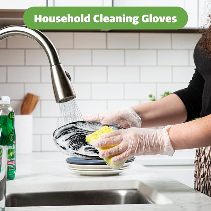 Small Disposable Vinyl Gloves, Powder Free, Latex Free, Clear Gloves for Cooking and cleaning 1000 Pack