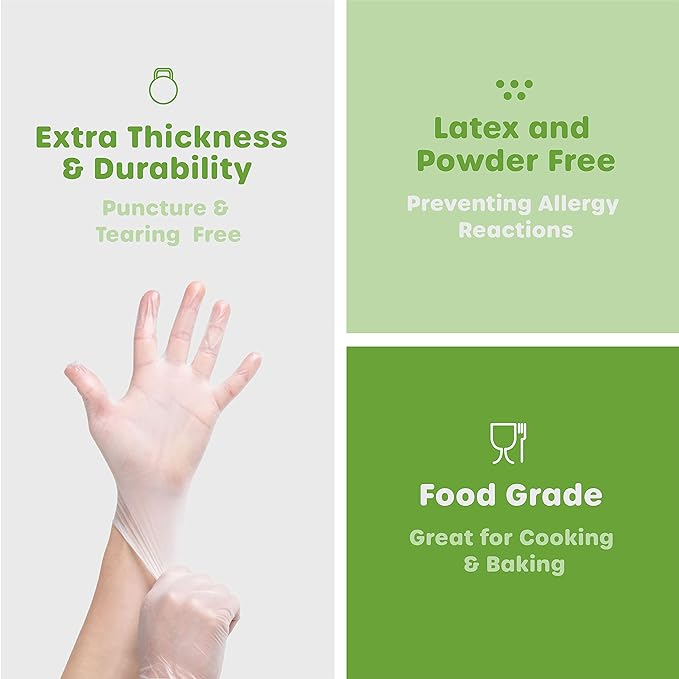 Small Disposable Vinyl Gloves, Powder Free, Latex Free, Clear Gloves for Cooking and cleaning 1000 Pack