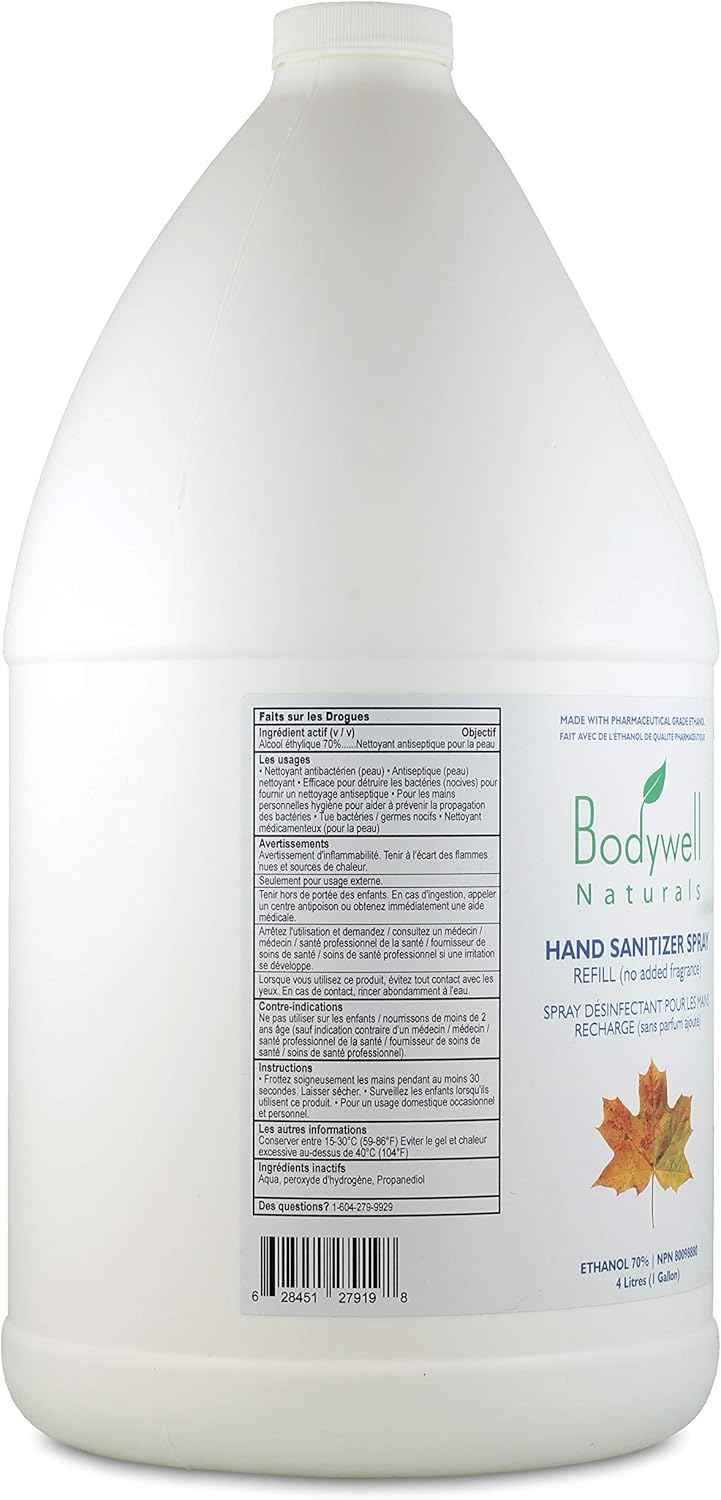 Eco Pack Hand Sanitizer Liquid Spray - Jug For Refills - 70% Ethanol - No Added Fragrance - 4 litres - 1 gallon